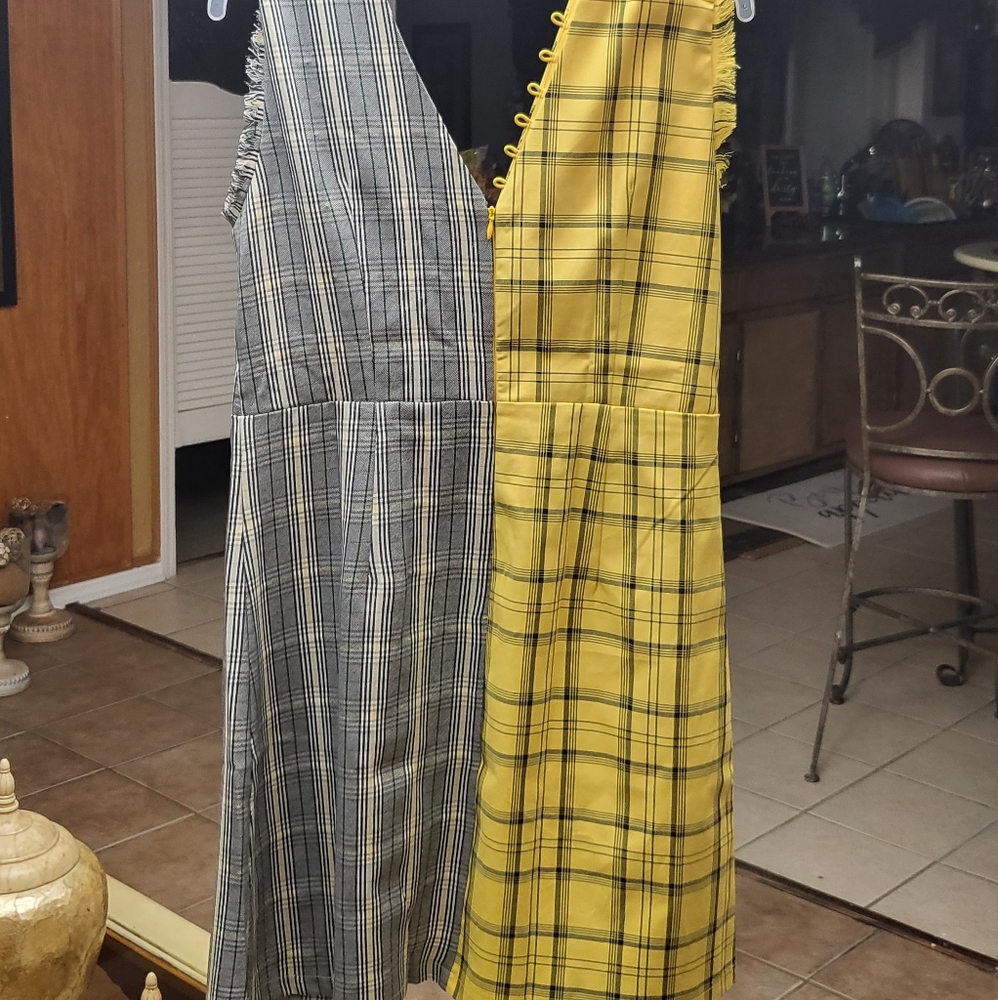 Brand new boutique  large casual yellow and gray sexy dress